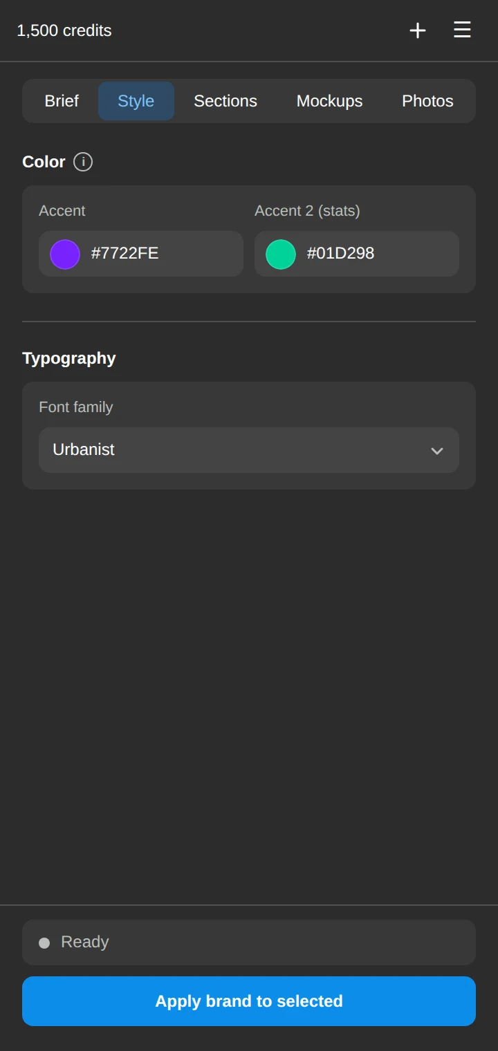 The Style tab of the Exhibit plugin in Figma