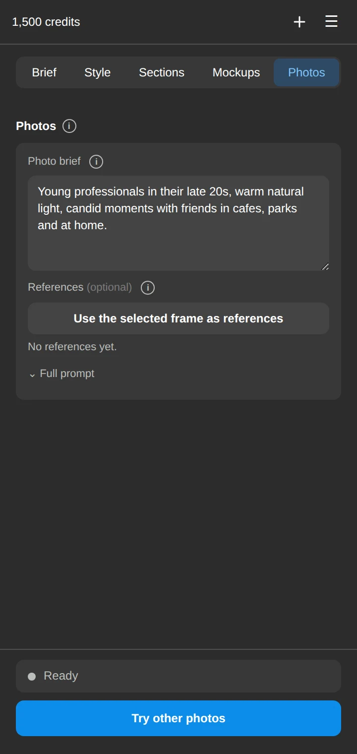 The Photos tab of the Exhibit plugin in Figma